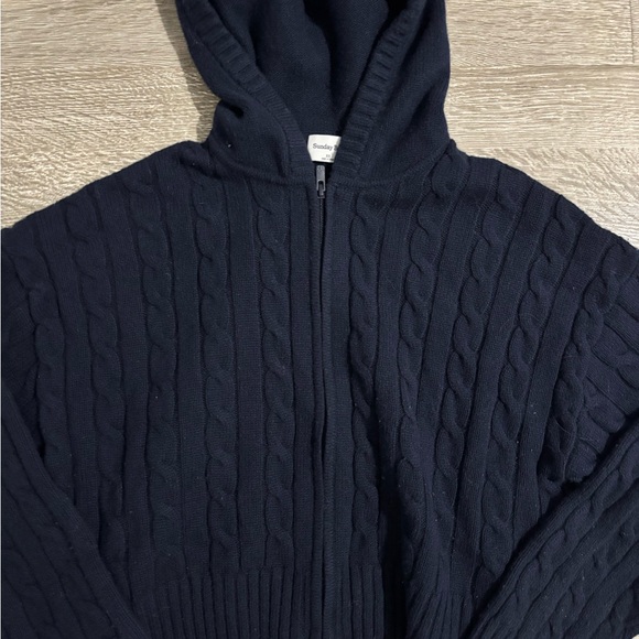 Aritzia Sunday Best Octavia Navy Blue Zip Hoodie, Size: XS - Picture 3 of 6